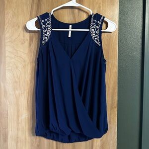 Navy see through tank blouse